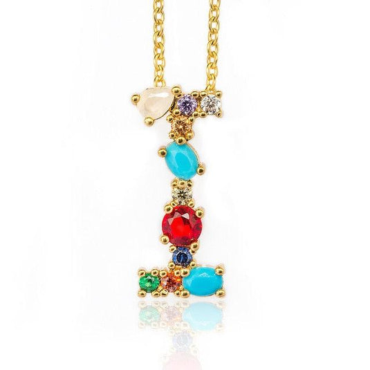 Multicolor Letter Charm Pendant Necklace