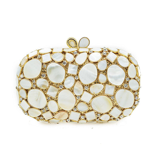 Women's White Crystal Evening Clutch