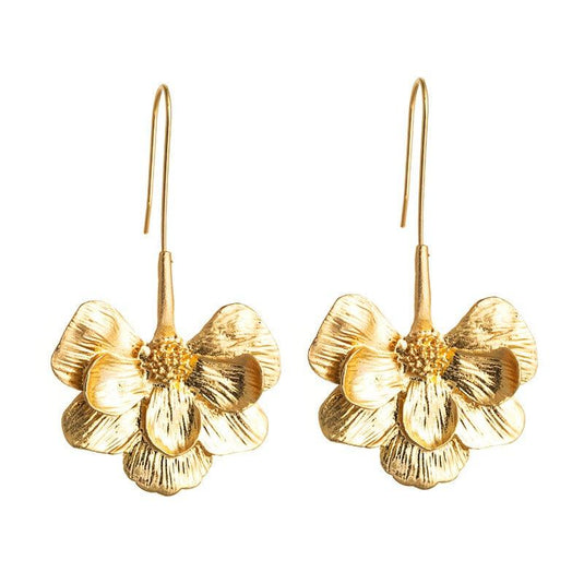 Long Flower Earhook Earrings