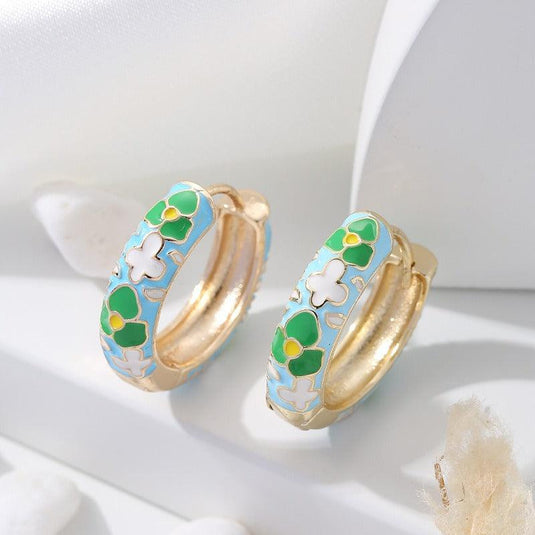 Multicolor Dripping Oil Flower Earrings for Women