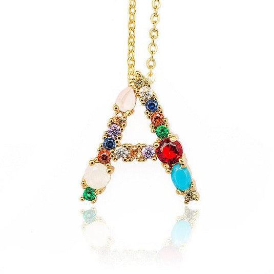 Multicolor Letter Charm Pendant Necklace