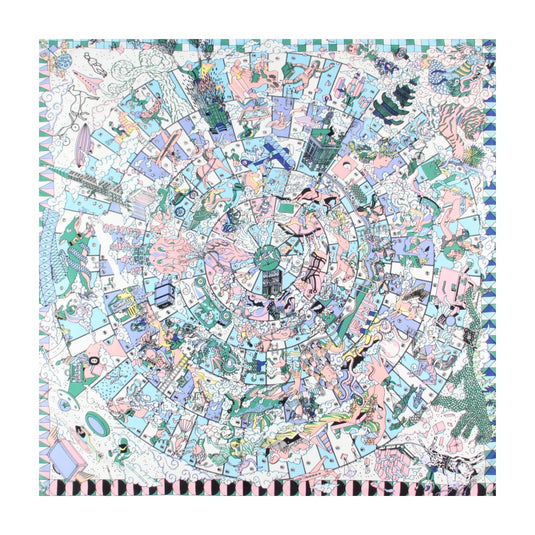 Women's Twill Silk Square Scarf (Playground Print)