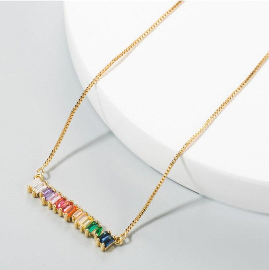 Colorful Zircon Pendant Necklace