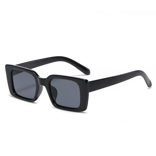 Small Rectangle Sunglasses w/Retro Leopard Print (UV400)