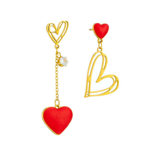 Asymmetry Love Heart Drop Earrings