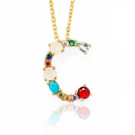 Multicolor Letter Charm Pendant Necklace