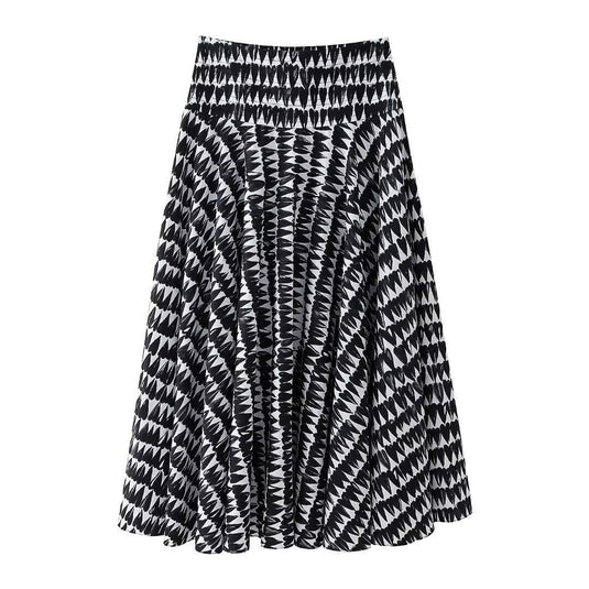 Women's Black + White Long Skirt