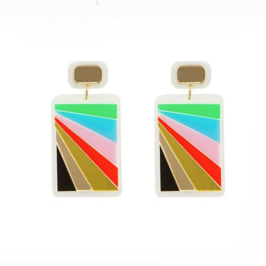 Colorful Acrylic Geo Rectangle Drop Earrings