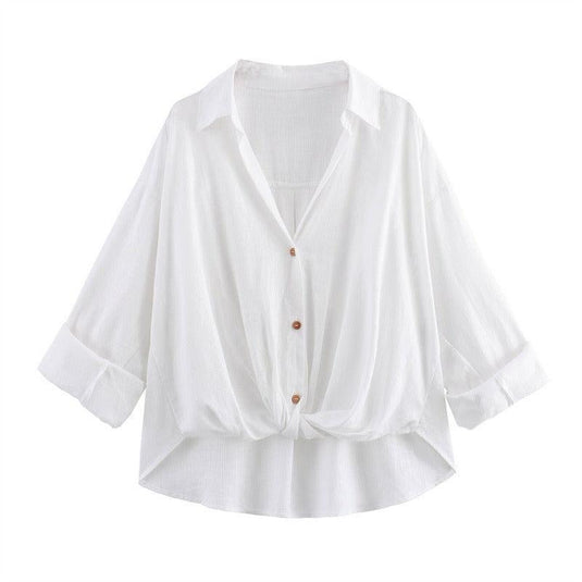 Loose Linen casual shirt with knot