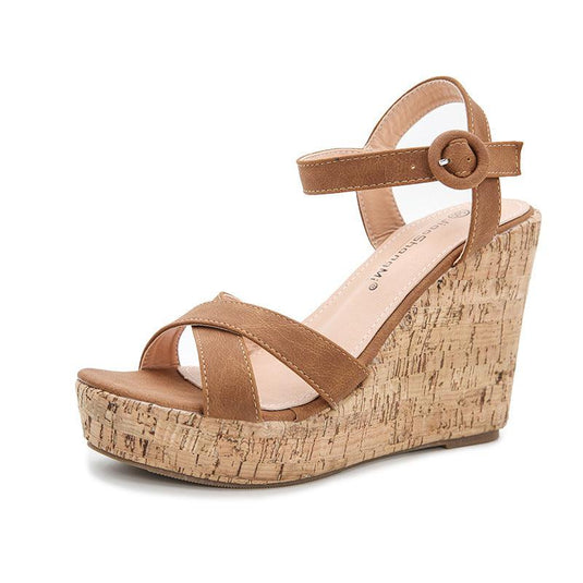 Women's Heel Wedge Sandals w/ Buckle Strap