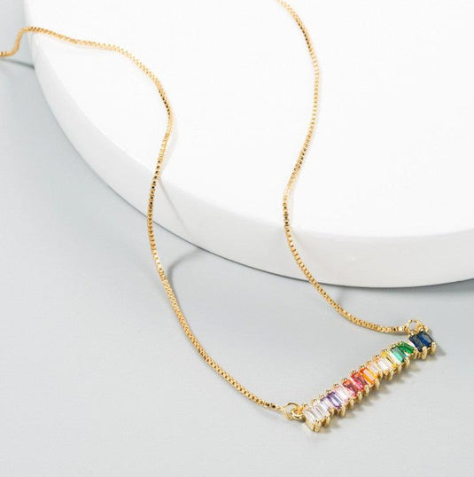 Colorful Zircon Pendant Necklace