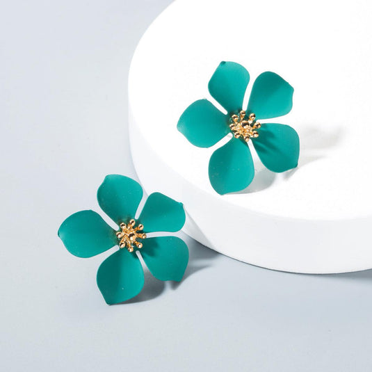 Painted Tropical Flower Stud Earrings