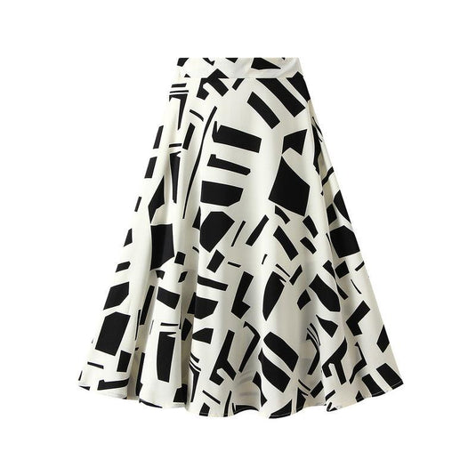 Women's Geometric Chiffon Skirt - Mid-Length