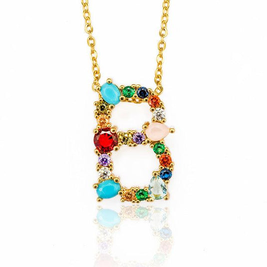 Multicolor Letter Charm Pendant Necklace