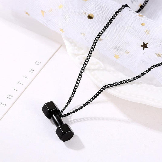 Dumbbell Pendant Fitness Necklace