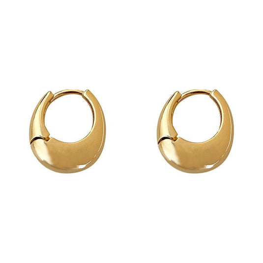 Smooth Big Oval Stud Earrings