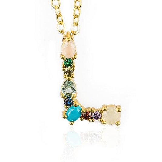 Multicolor Letter Charm Pendant Necklace