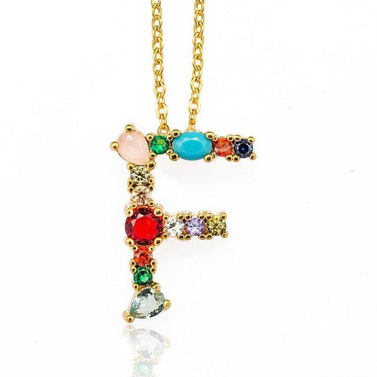 Multicolor Letter Charm Pendant Necklace