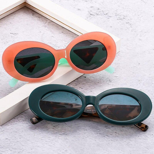 Retro Cat Eye Oval Sunglasses w/ Gradient Shades UV400