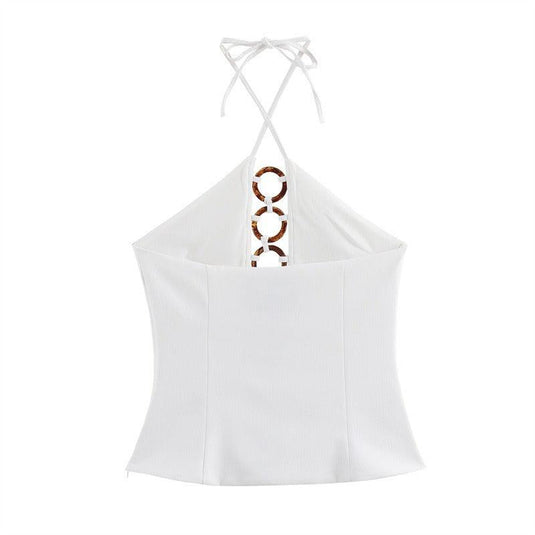 White Two-Piece top + skirt set w/ decorative accessories