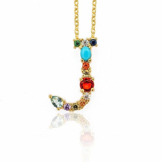 Multicolor Letter Charm Pendant Necklace