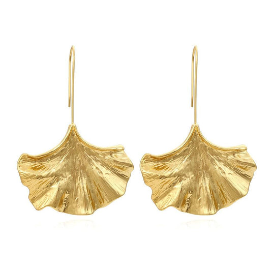 Retro Fan Leaf Hook Earrings