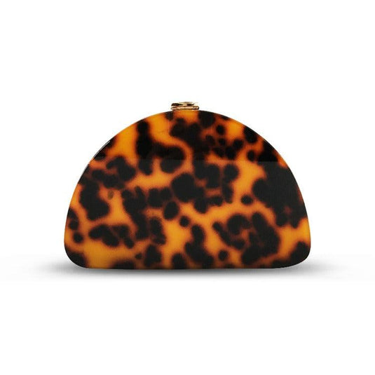 Leopard Print Semicircle Acrylic Clutch