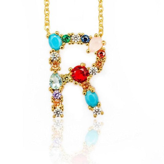 Multicolor Letter Charm Pendant Necklace