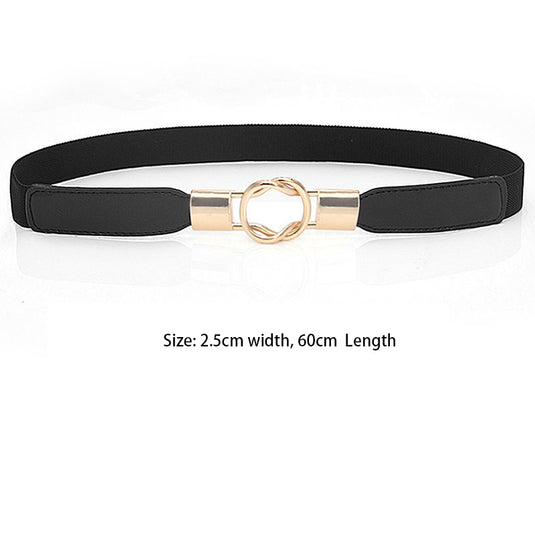 Women's Elastic Waist Metal Snap On Belt