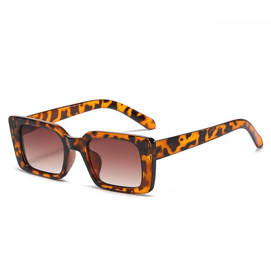 Small Rectangle Sunglasses w/Retro Leopard Print (UV400)