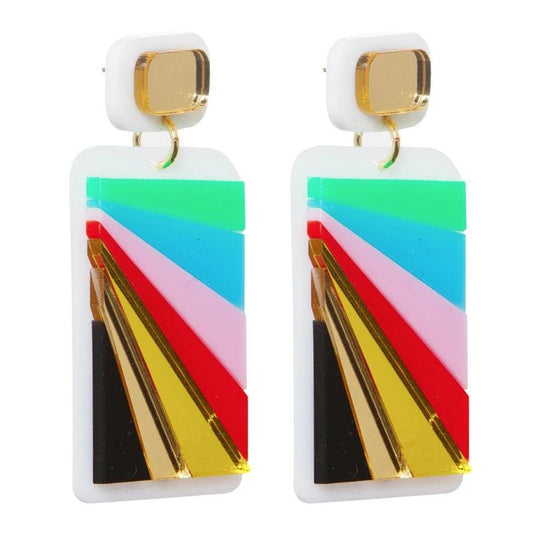 Colorful Acrylic Geo Rectangle Drop Earrings