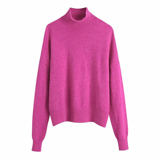 Bold Solid Color Knit Sweater