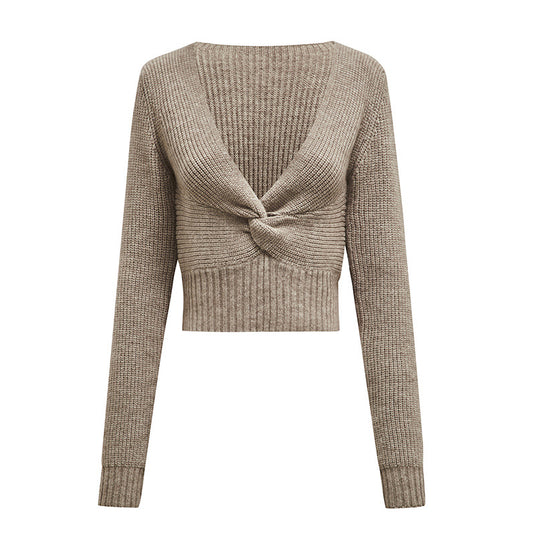 Low V-Neck Sexy Knitted Sweater