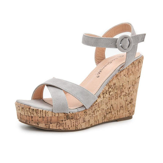 Women's Heel Wedge Sandals w/ Buckle Strap