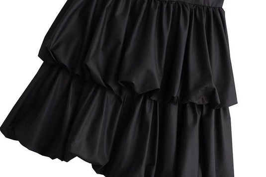 Black Suspender Bubble Skirt Dress