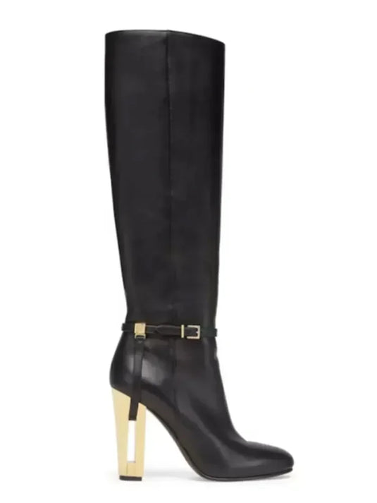 Women's Hollowed Out Thick High Heel Boots