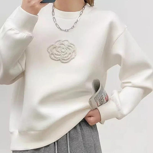 Comfy Sweatshirt w/ Kawaii Flower