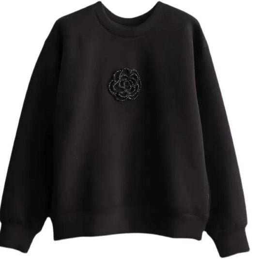 Comfy Sweatshirt w/ Kawaii Flower