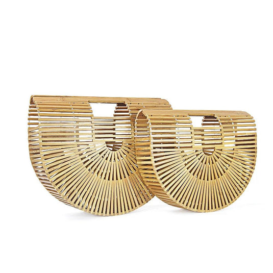 Women's Bamboo Basket Tote Handbag