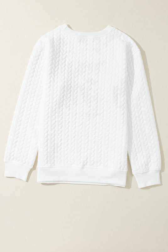 White Merry and Bright Quilted Sweatshirt