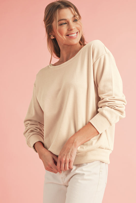 Pale Chestnut Bowknot Dewback Round Neck Sweatshirt